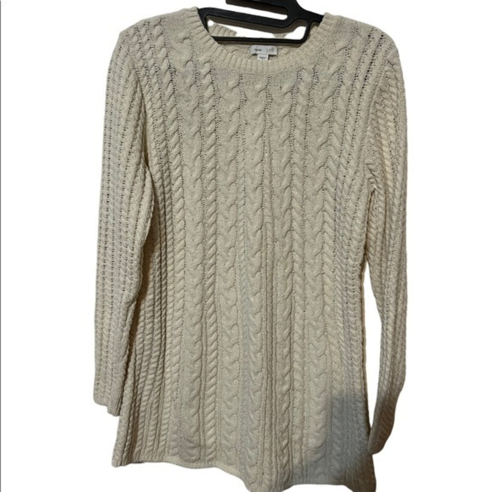 J. Jill Chenille Cable Knit Cream Sweater Size Small